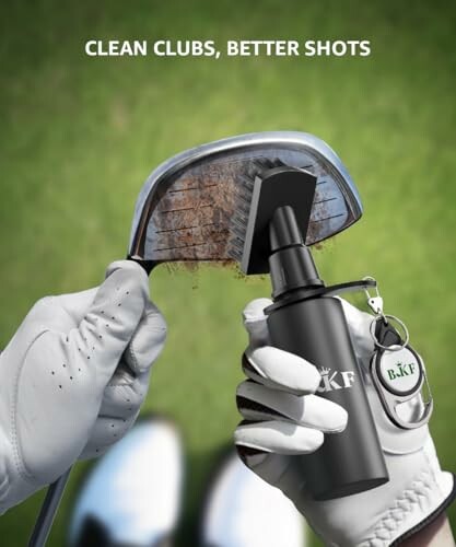 Golf club cleaning kit with brush and cleaner spray.