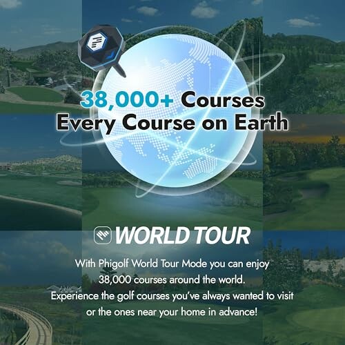 Golf courses world tour promotion with 38,000 courses.
