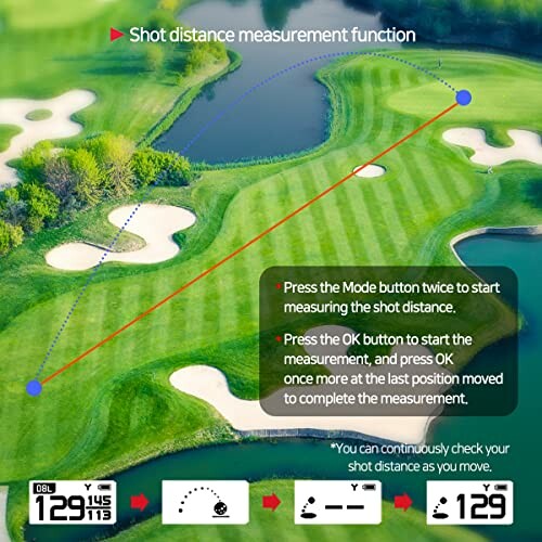 Golf course with shot distance measurement instructions.