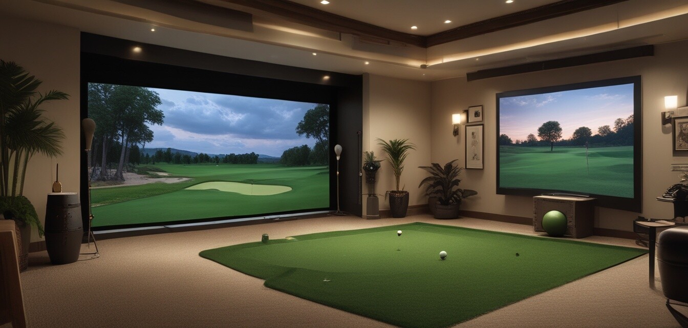 Indoor golf simulator setup