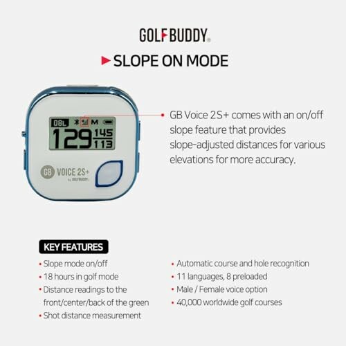 GolfBuddy Voice 2 GPS with slope mode feature.